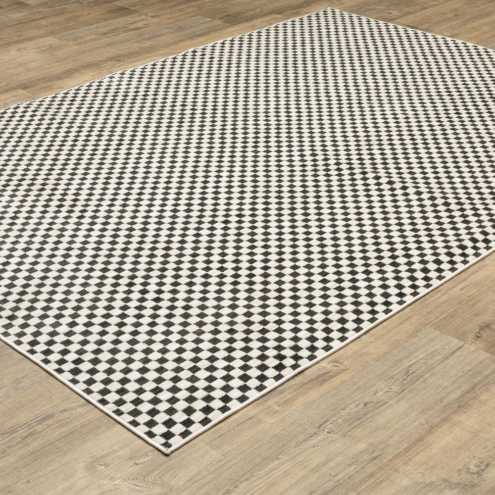 ROW by Oriental Weavers Hunter Black and Ivory 6'7" x 9'6" Area Rug, , large