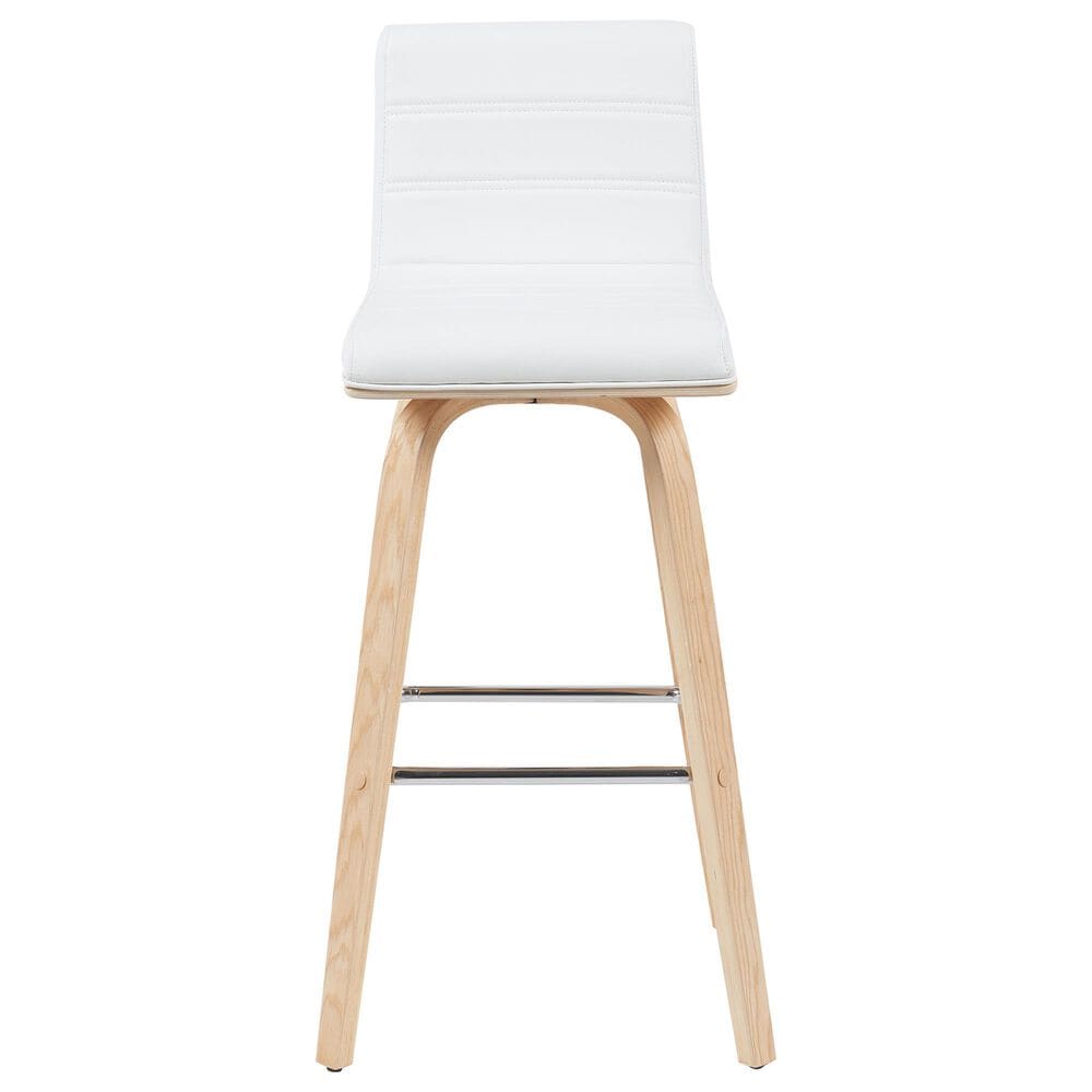Armen Living Vienna Swivel Bar Height Stool with Snow White Upholstery in Patterned Oak, , large