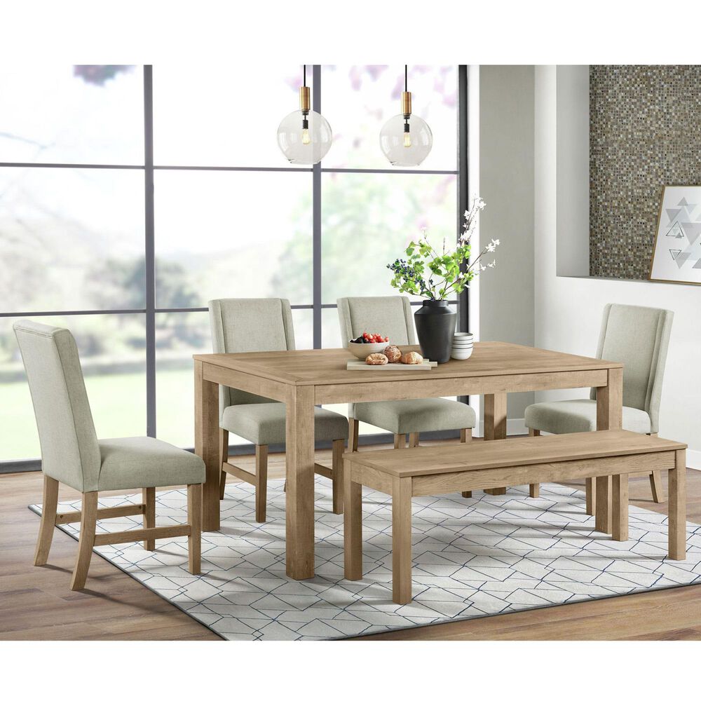 Mayberry Hill Eleanor 6-Piece Rectangular Dining Set with Bench in Brown, , large