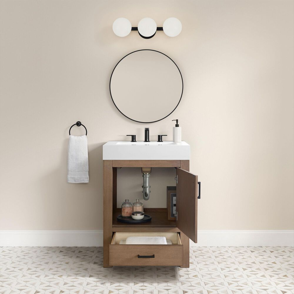 37B Alanya 24" Single Bathroom Vanity in Walnut Drift with White Composite Stone Top, , large