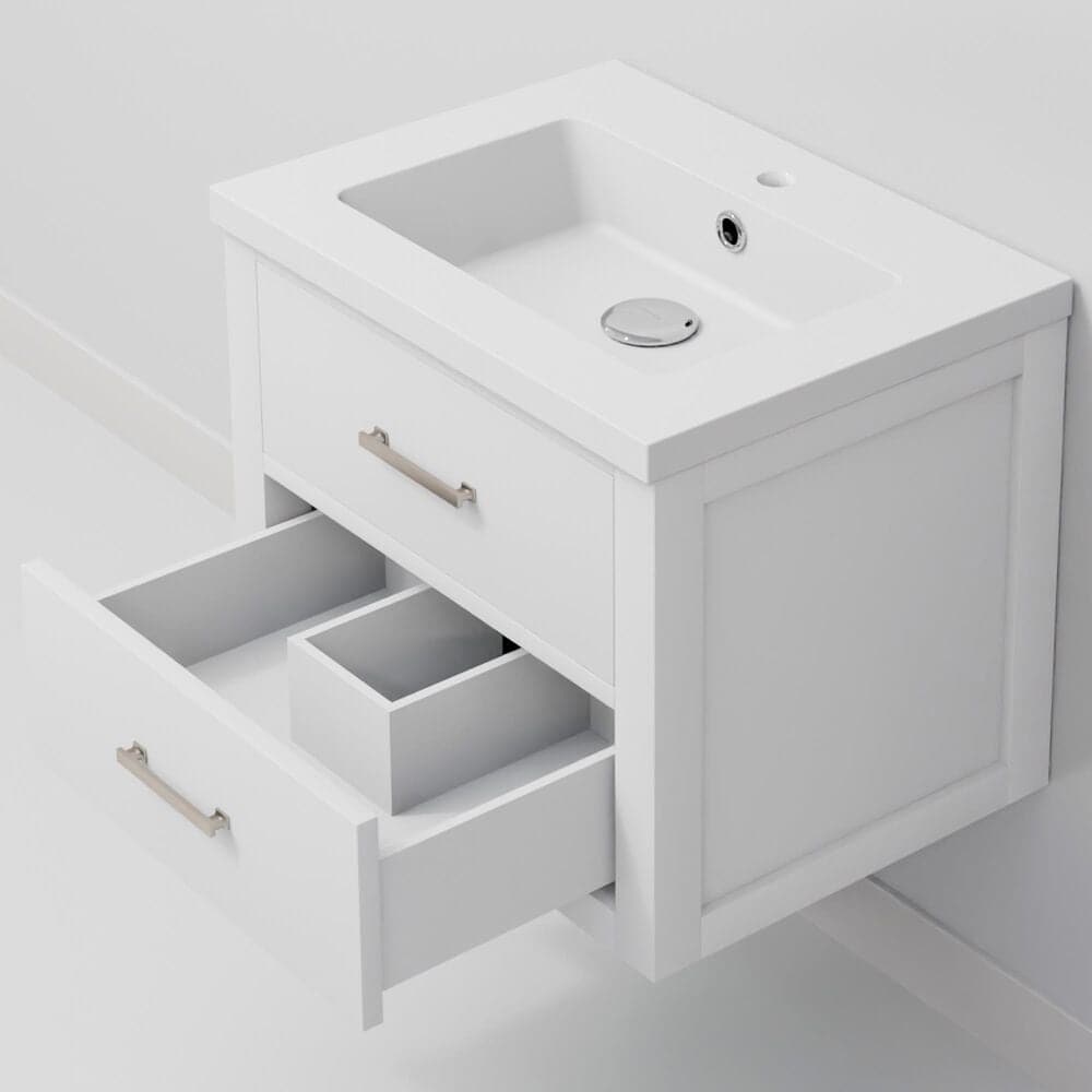 Lexora Home Castor 24" Single Bathroom Vanity in White with White Acrylic Top and Rectangular Sink, , large