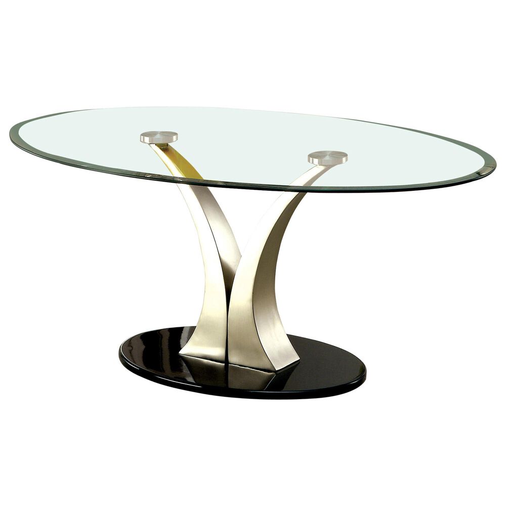 Furniture of America Jenson Coffee Table in Satin Plated and Black, , large