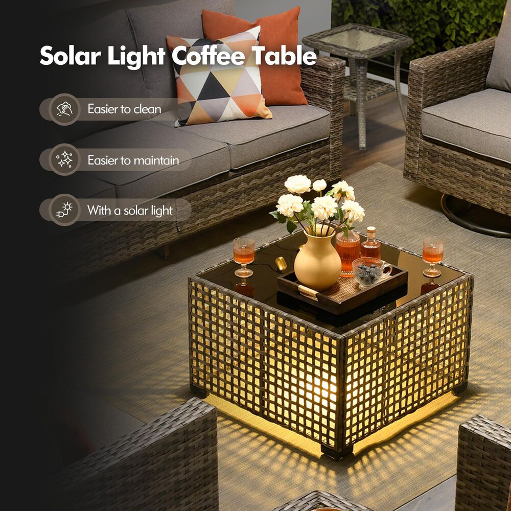 HOMLUX 9-Piece Outdoor Conversation Set in Dark Gray, , large