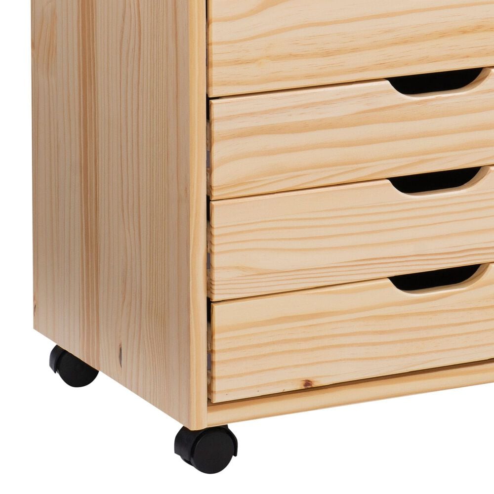 Linon Home Decor Cary 6-Drawer Wide Rolling Cart in Natural, , large