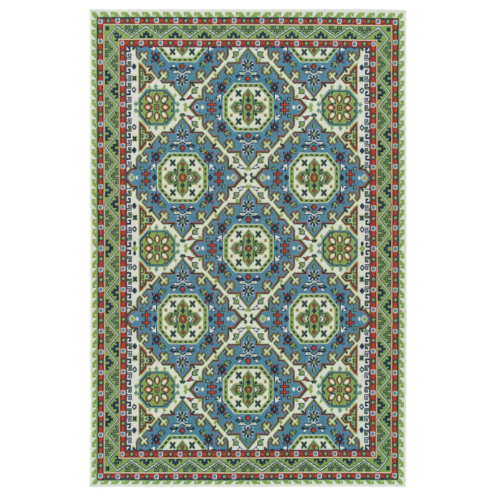 Sunice 2"2" x 8" Light Blue, Lime Green, Tangerine and Ivory Area Rug, , large