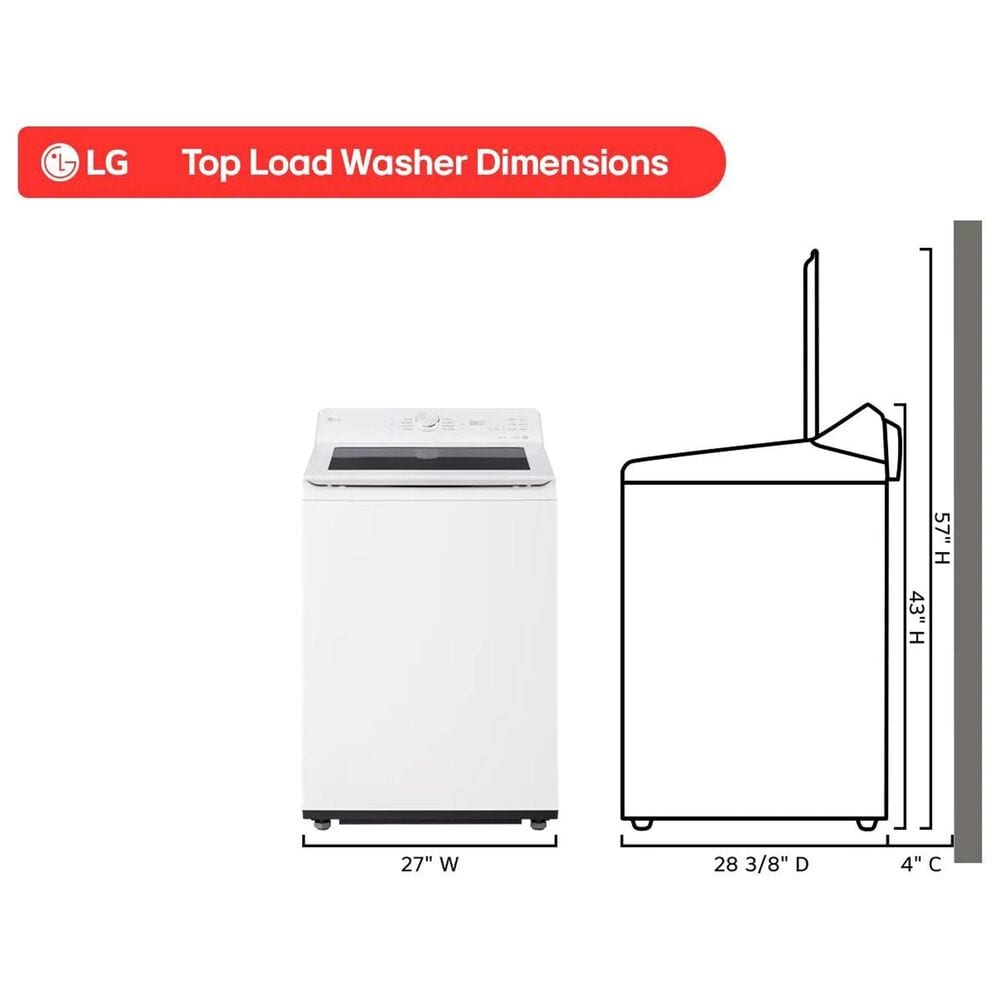 LG 5 Cu. Ft. Smart Top Load Washer and 7.3 Cu. Ft. Electric Dryer Laundry Pair in Alpine White, , large