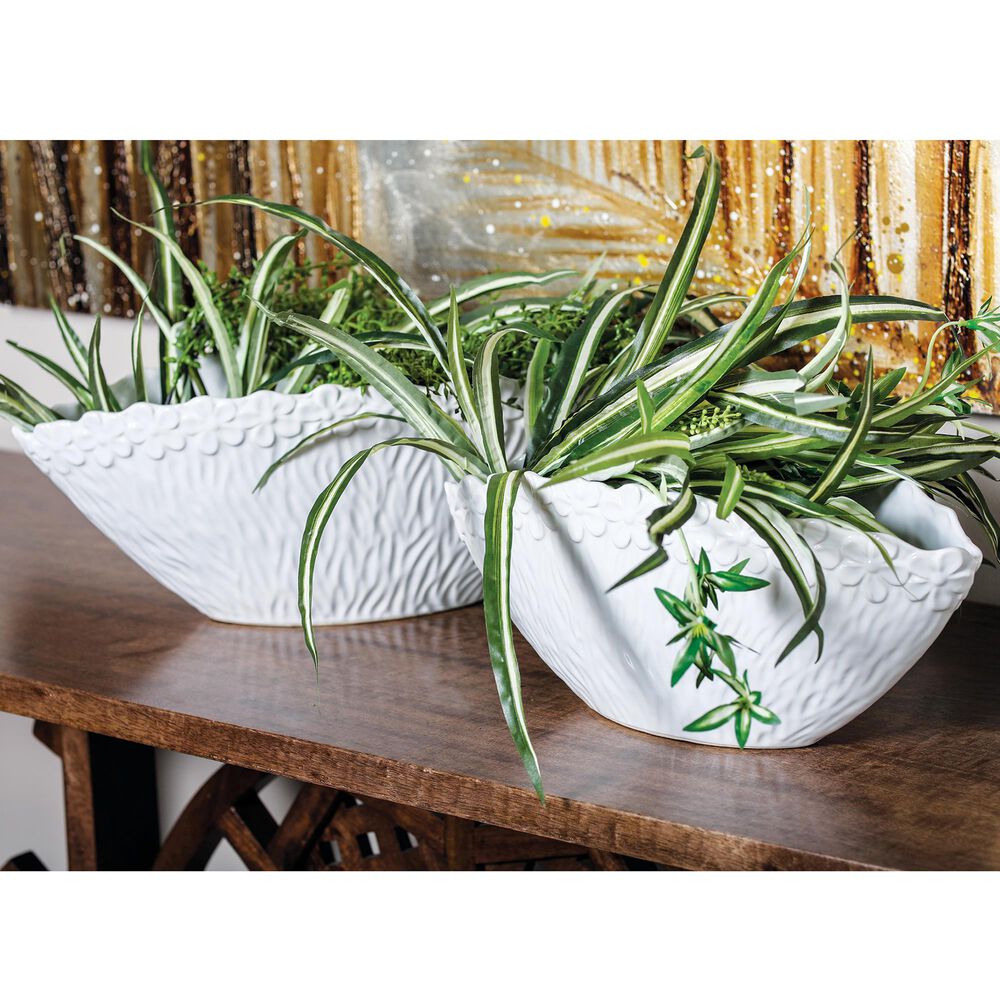 Maple and Jade Assorted Planters in White - Set of 2, , large