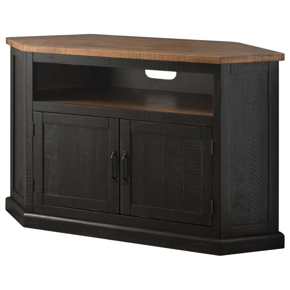 Forma & Co Rustic Corner 30" Corner TV Stand in Antique Black and Honey, , large