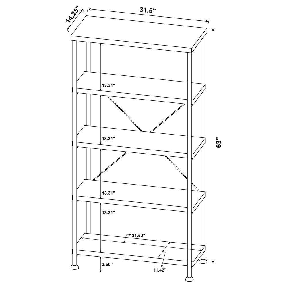 Pacific Landing Analiese 4-Shelf Bookshelf in Mango and Black, , large