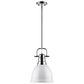 Golden Lighting Duncan Small Pendant with Rod in Chrome with a White Shade, , large