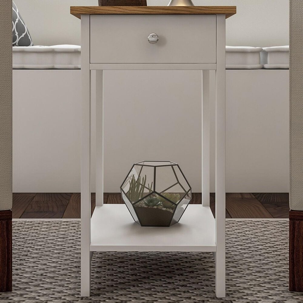 Timberlake Lavish Home Storage Side Table in White/Honey Oak, , large