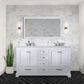 Lexora Home Dukes 60" Double Bathroom Vanity in White with 2 cm White Cultured Marble Top and Rectangular Sinks, , large