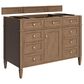 James Martin Brittany 48" Single Bathroom Vanity in Pecan with 3 cm Eternal Jasmine Pearl Silestone Top and Rectangular Sink, , large