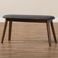 Baxton Studio Easton Bench with Dark Grey Cushion in Walnut Brown, , large