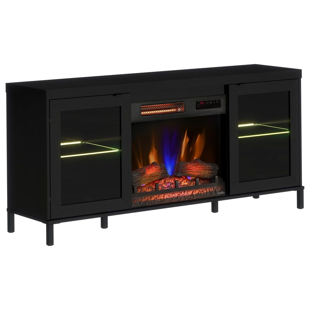 Classic Flame 56" TV Stand with Electric Fireplace in Black, , large