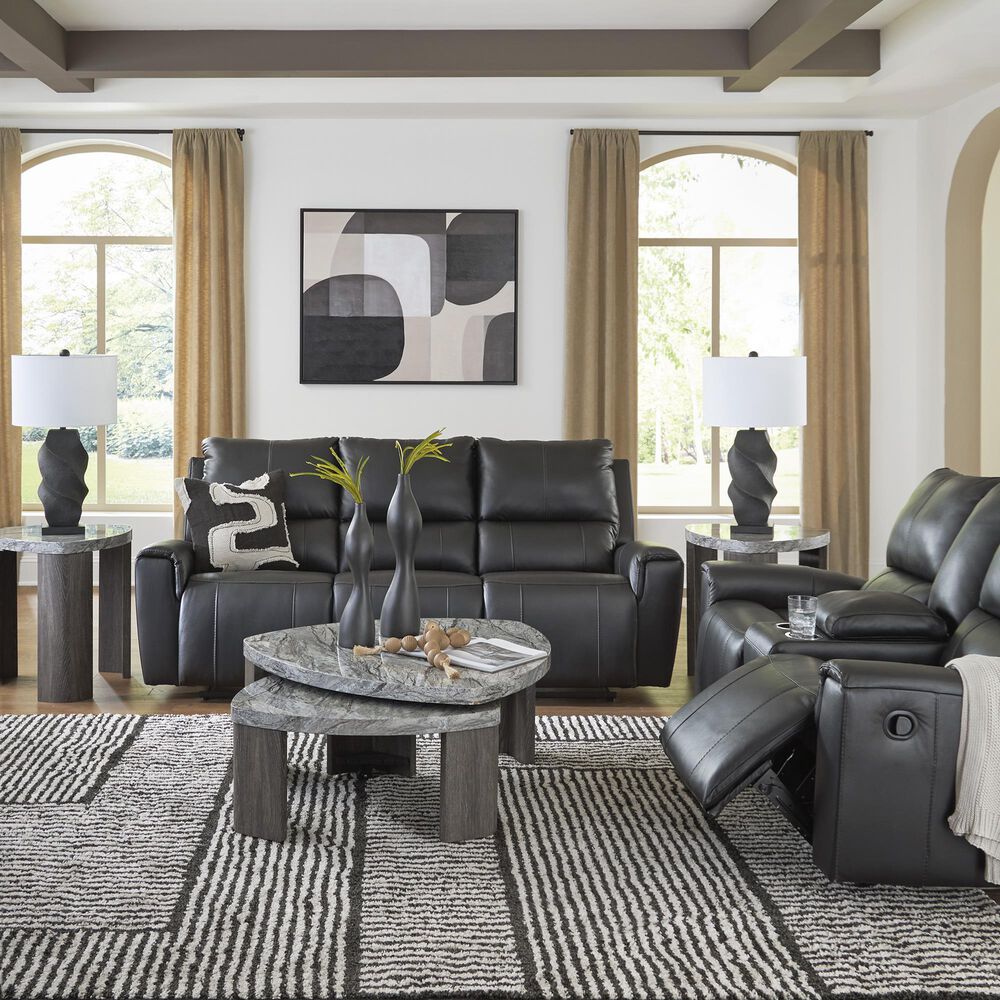 Ashley Glossmore Manual Reclining Sofa in Black, , large