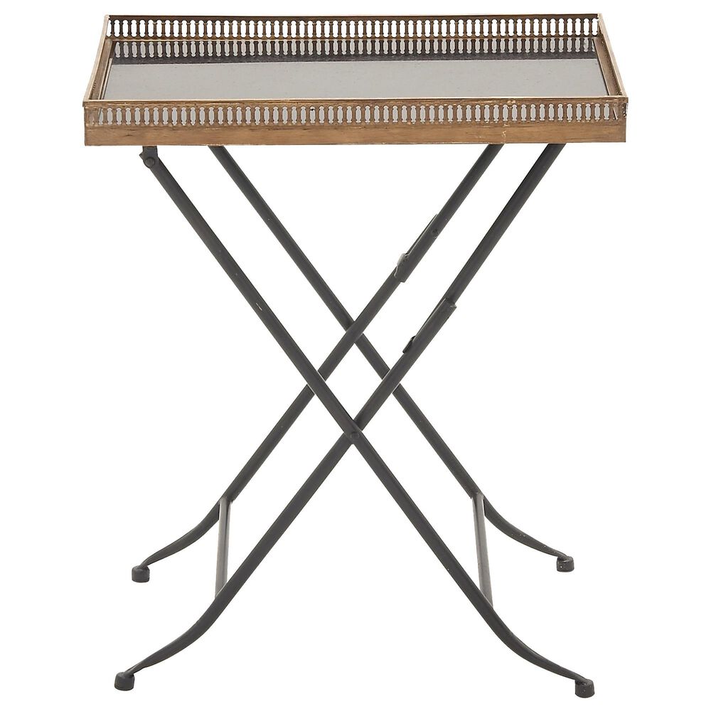 Maple and Jade Tray Top Accent Table in Gold and Black, , large