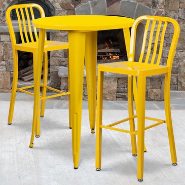 Flash Furniture 3-Piece Metal Bar Table Set in Yellow, , large