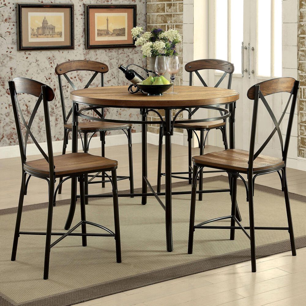Furniture of America Alford Side Chair in Natural Elm and Bronze &#40;Set of 2&#41;, , large
