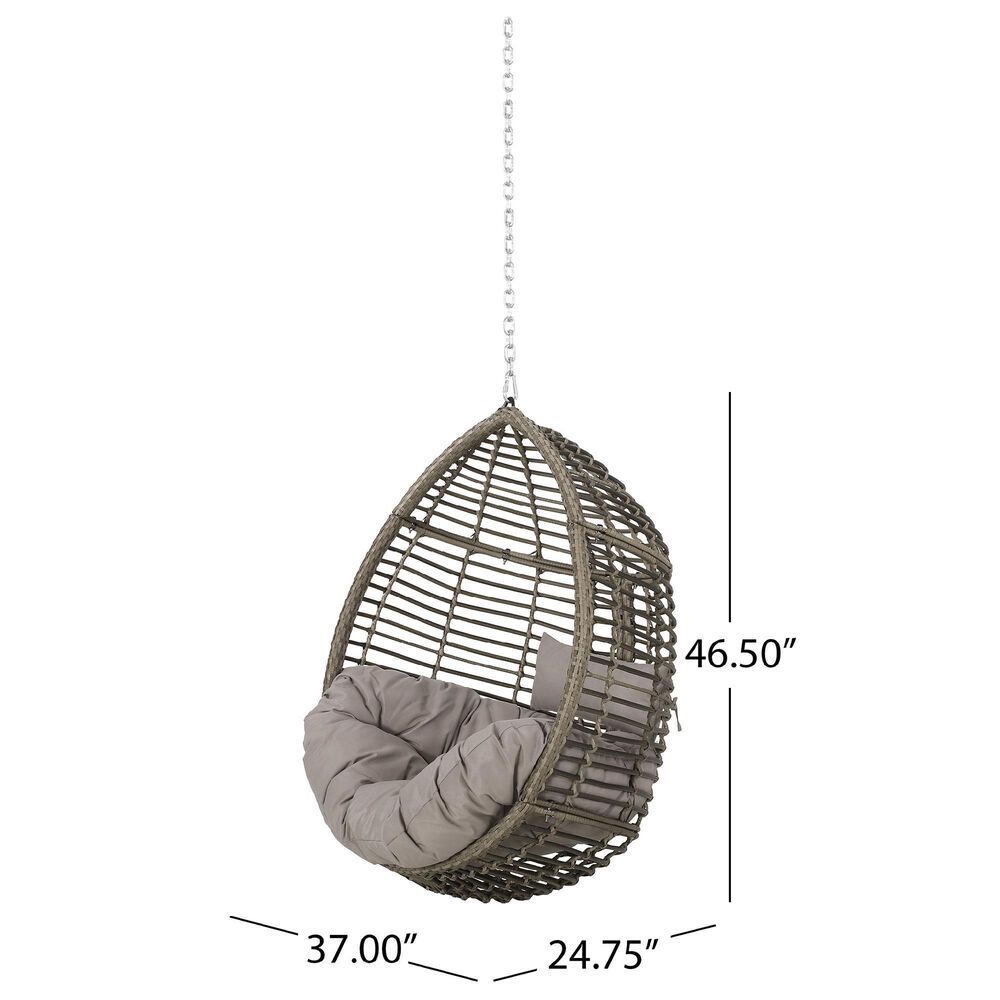 Noble House Morris Patio Hanging Chair in Gray, , large
