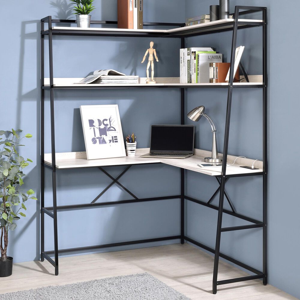 Furniture of America Darrel Desk in Black and Light Oak, , large