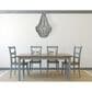 Creative Coop Laurel Draped Wood Bead Chandelier with Brushed Gold and Faded Blue Shade, , large