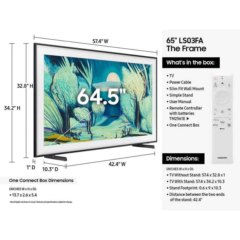 Samsung 65" Class LS03F The Frame QLED 4K in Black - Smart TV, , large