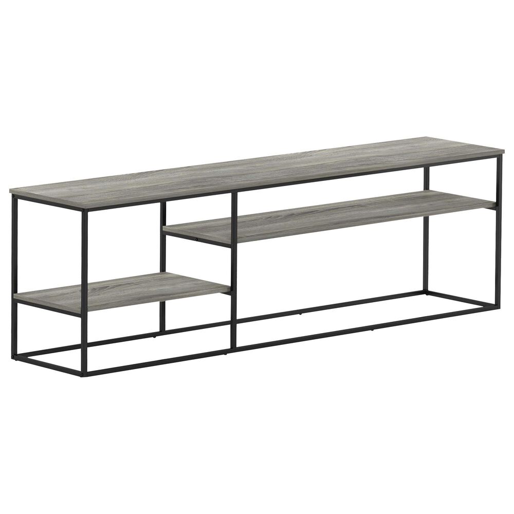 HOMLUX 70" TV Stand with 2 Open Storage Shelves in French Oak Grey, , large