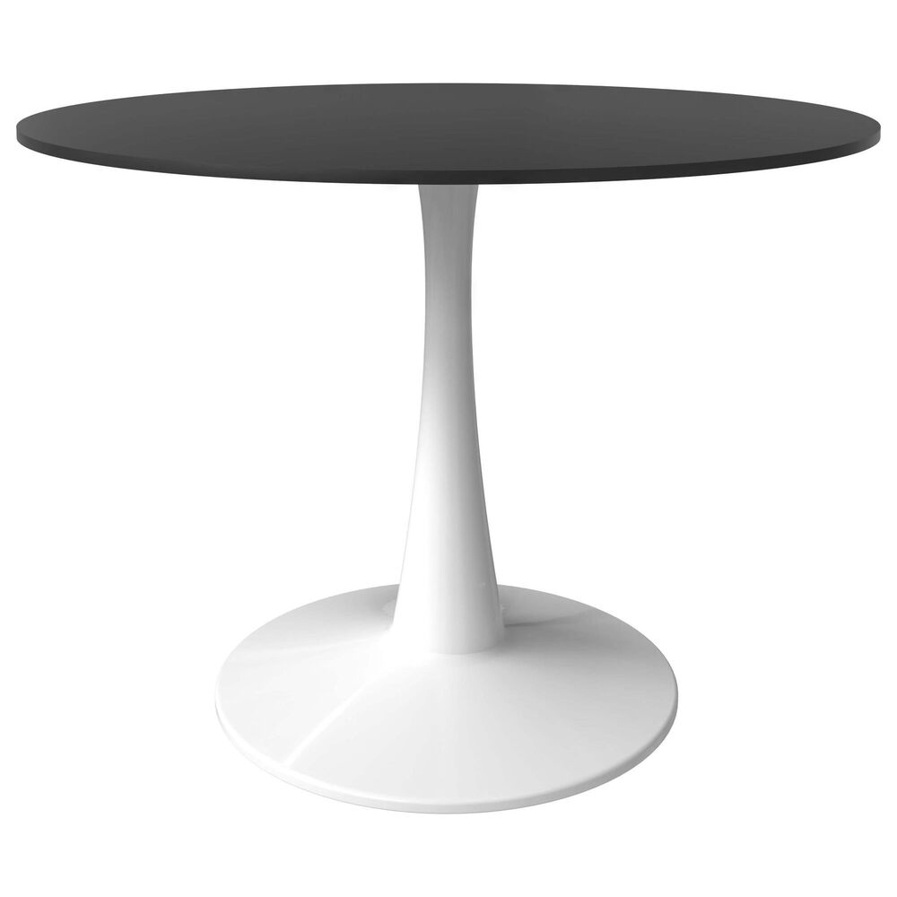 Leisuremod Bristol 40&quot; Round Dining Table with MDF Top in White and Black - Table Only, , large