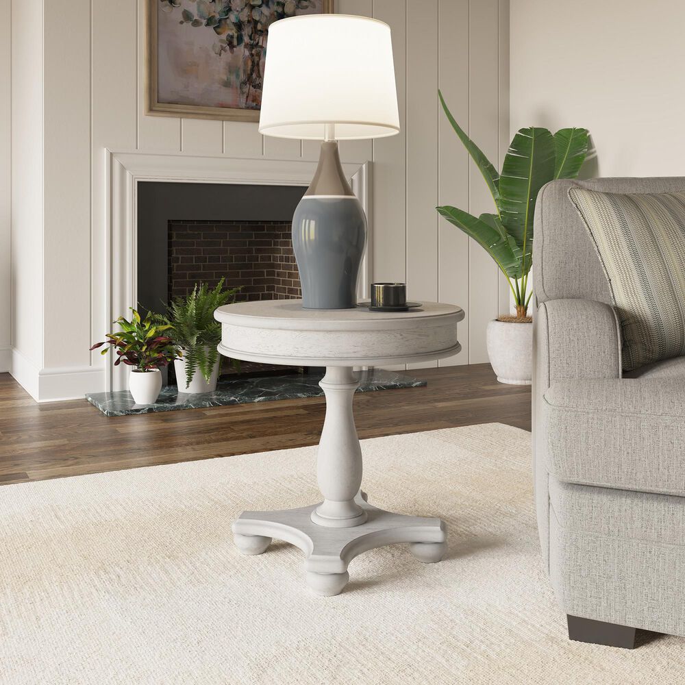 Golden Wave Furniture New Haven Round End Table in Oyster Shell, , large