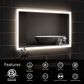 HOMLUX 36" x 24" LED Bathroom Vanity Mirror in Silver, , large