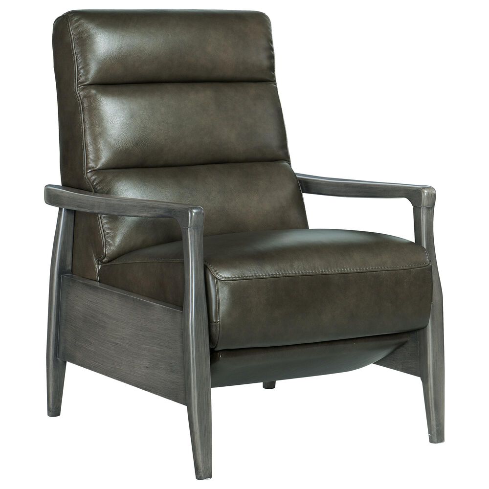 Hooker Furniture Marlin Pushback Leather Recliner in Grey, , large