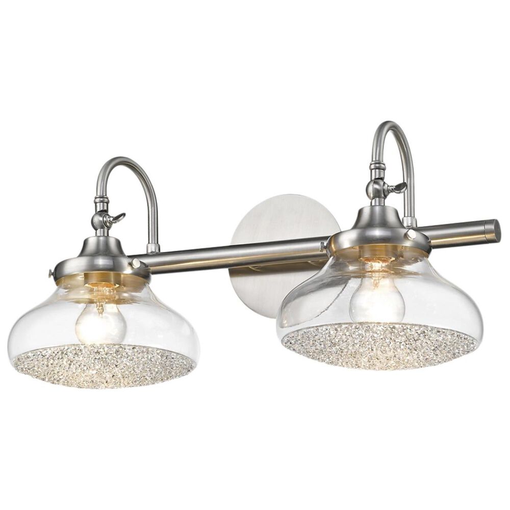 Golden Lighting Asha 2-Light Bath Vanity in Pewter with Crushed Crystal Glass, , large