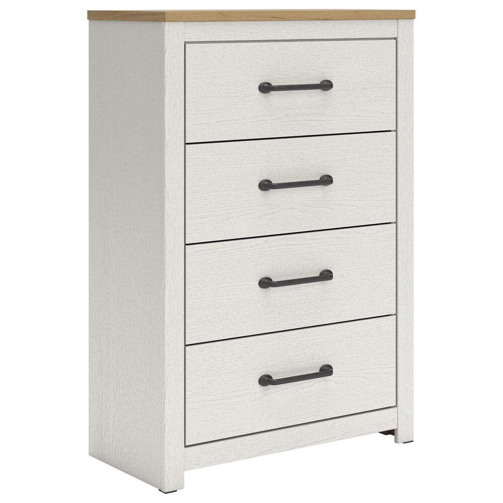 Ashley Linnocreek 5-Piece Twin Bedroom Set in White and Warm Brown, , large