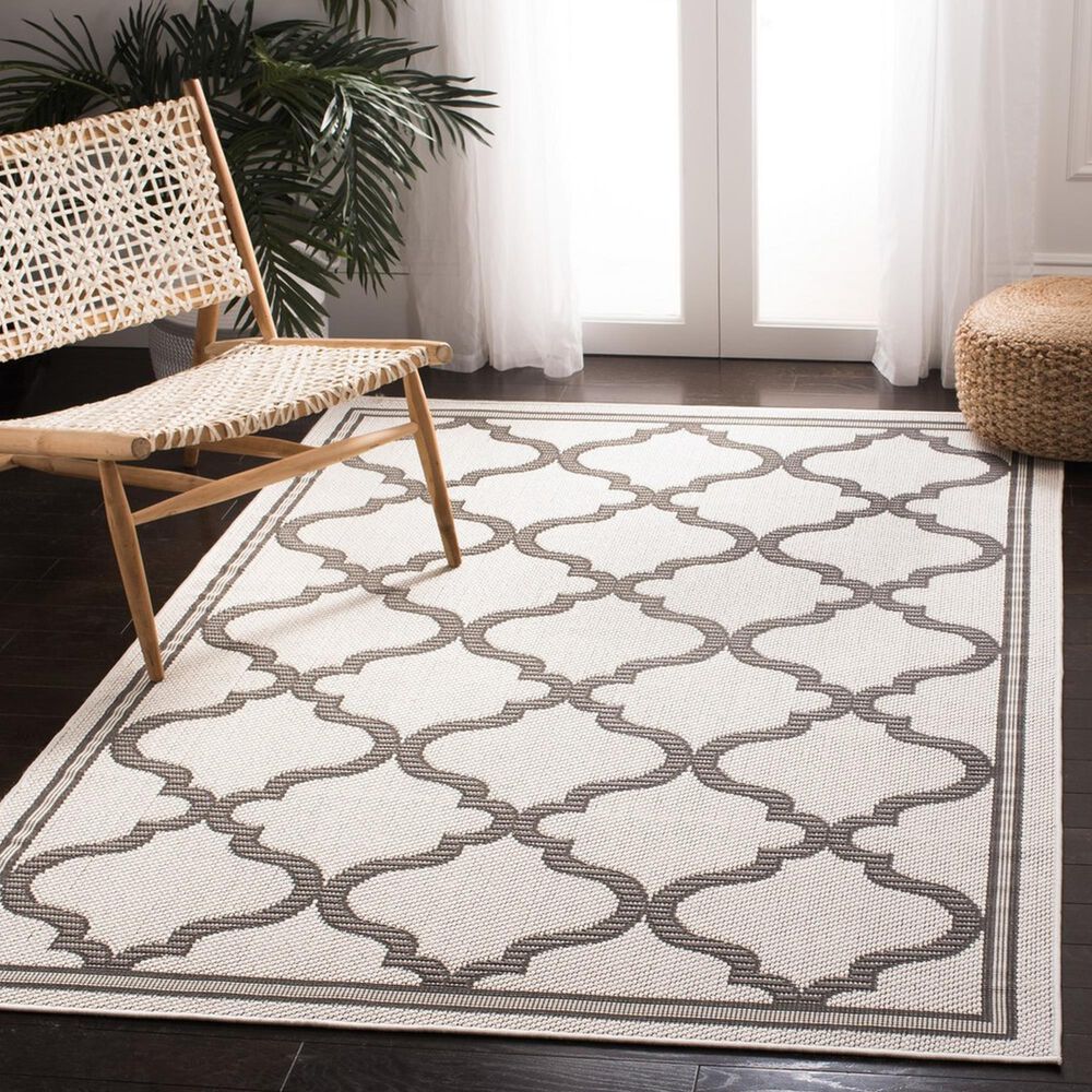 Safavieh Bermuda 5&#39;3&quot; x 7&#39;6&quot; Ivory and Grey Indoor/Outdoor Area Performance Rug, , large