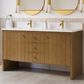 James Martin Hudson 60" Double Bathroom Vanity in Honey Oak with Single Hole 3 cm White Zeus Silestone Top and Rectangular Sinks, , large