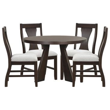 New Heritage Design Chestnut Ridge 5-Piece Round Dining Set in Dark Brown, , large