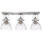 Golden Lighting Hines 3-Light Semi-Flush in Pewter with Seeded Glass, , large