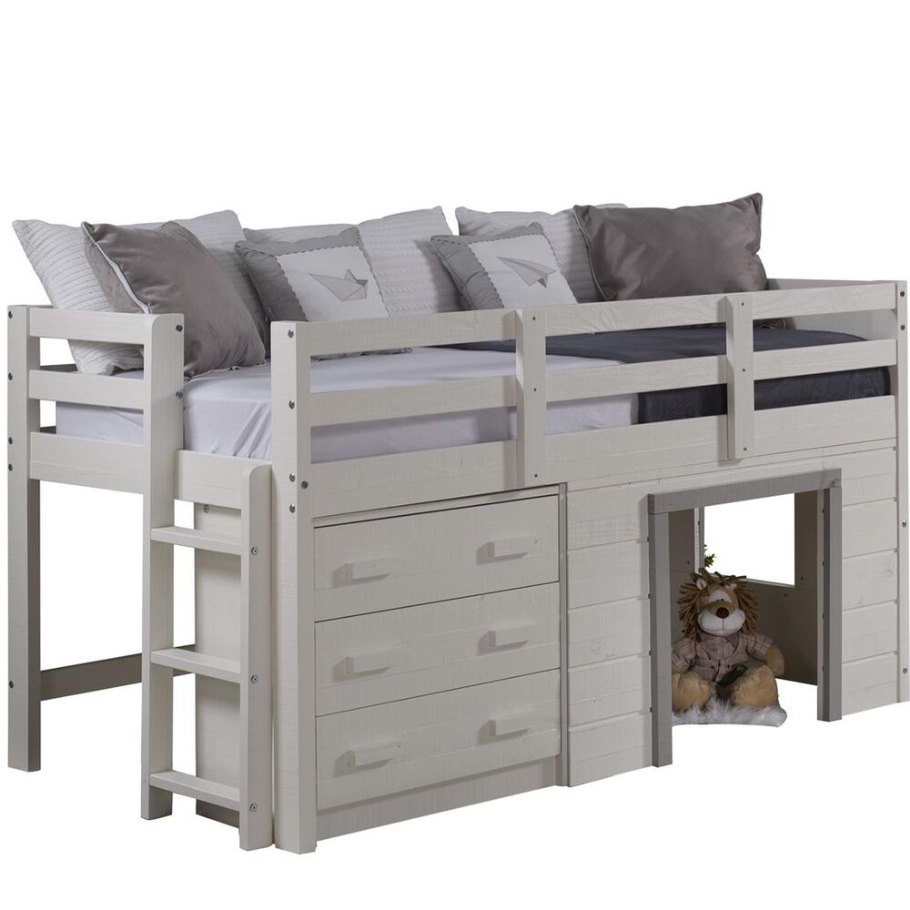 Forest Grove Sweet Dreams Low Loft Bed in Beautiful White and Grey, , large