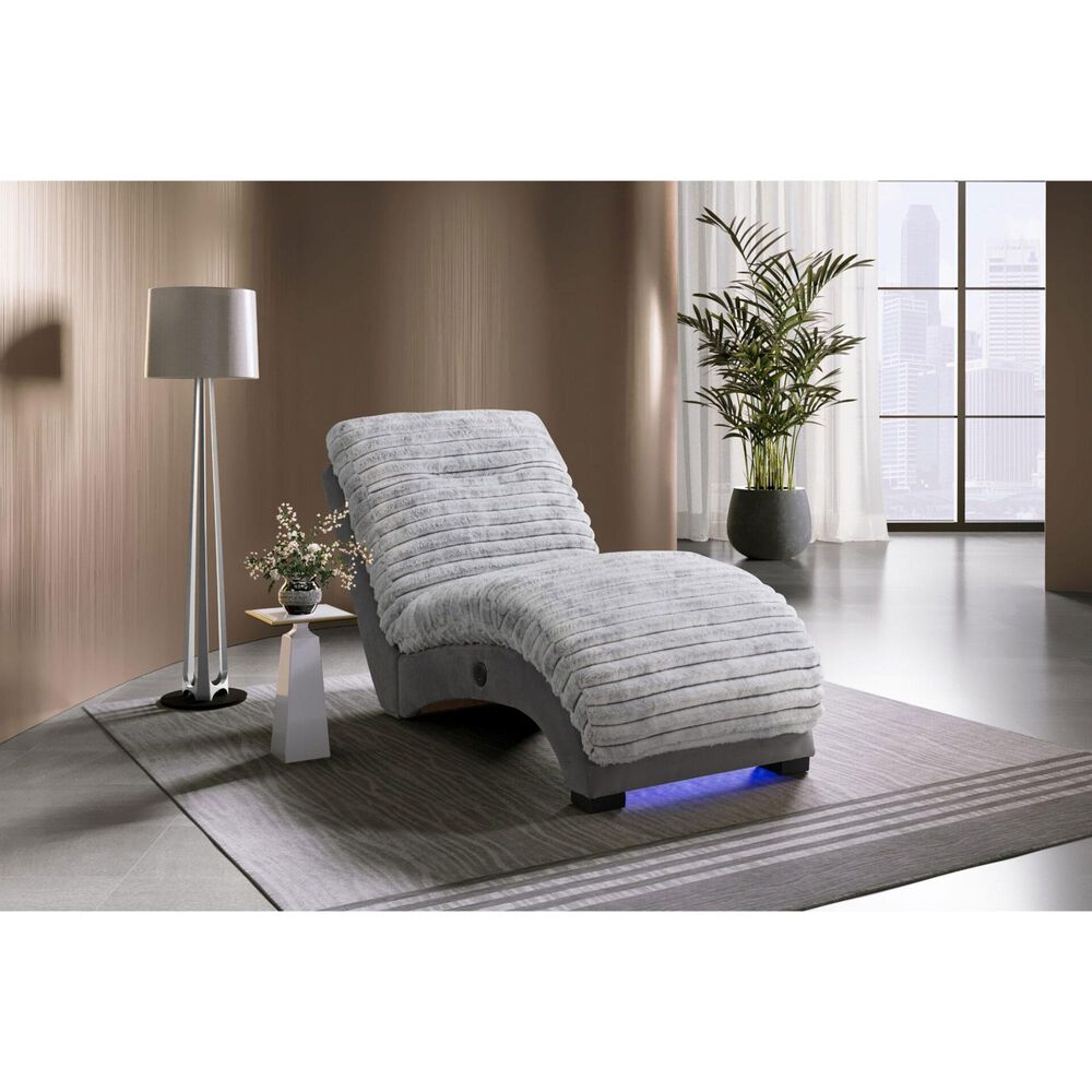 Global Furniture USA Dominic Chaise Lounger with USB in Nickel and Grey, , large