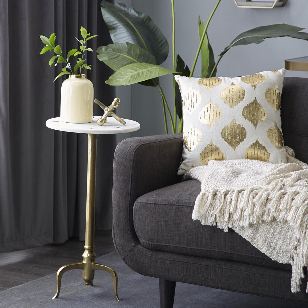 Maple and Jade 27&quot; Accent End Table in Gold and White, , large