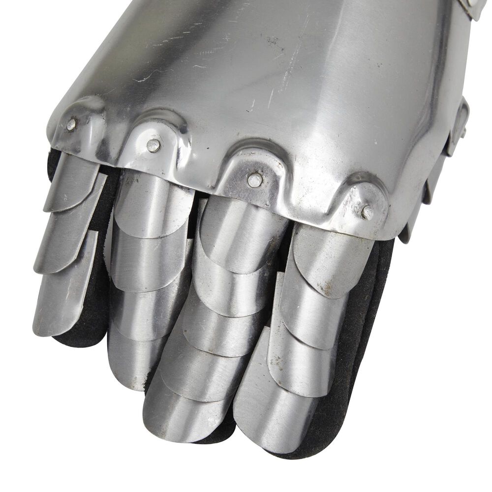 Maple and Jade 2-Piece Replica Medieval Decorative Armor Gloves Set in Polished Silver and Gold, , large