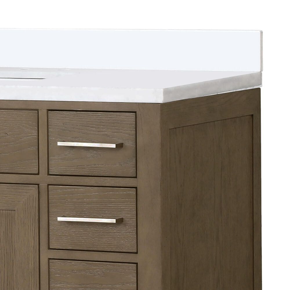 Lexora Home Abbey 48&quot; Single Bathroom Vanity in White Oak with 2 cm White Cultured Marble Top, Rectangular Sink and 43&quot; Mirror, , large