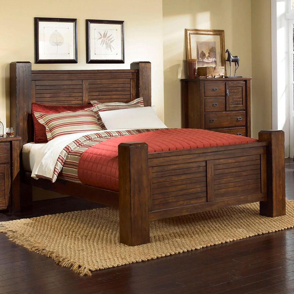 Tiddal Home Trestlewood 3-Piece Queen Poster Bedroom Set in Mesquite Pine, , large
