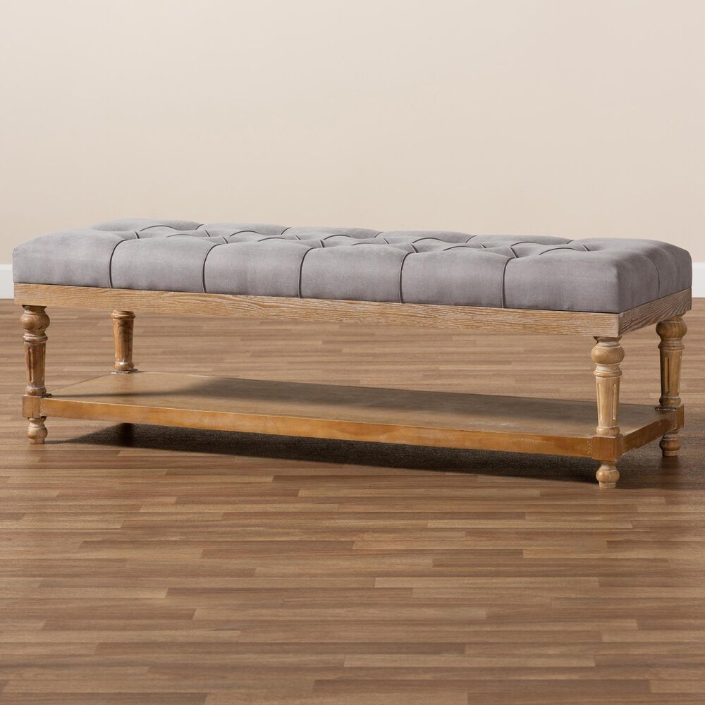 Baxton Studio Linda Storage Bench in Grey/Greywashed, , large