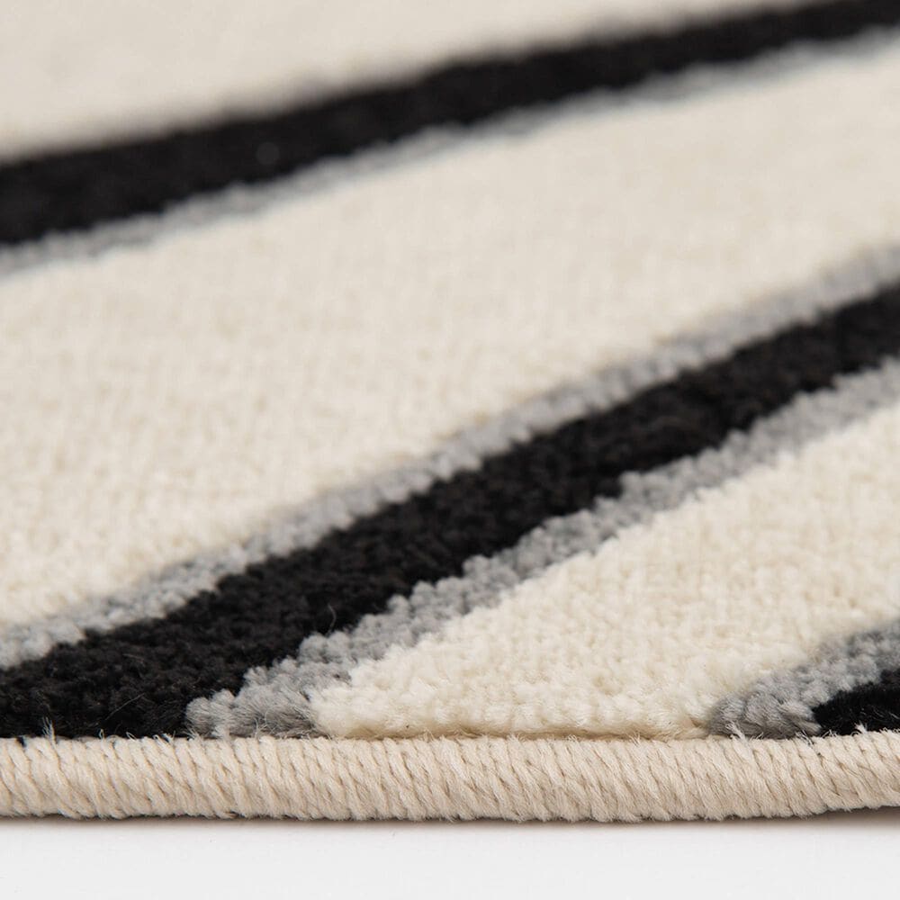 Central Oriental Terrace Tropic Jayla 6&#39;7&quot; x 9&#39;6&quot; White and Black Area Rug, , large