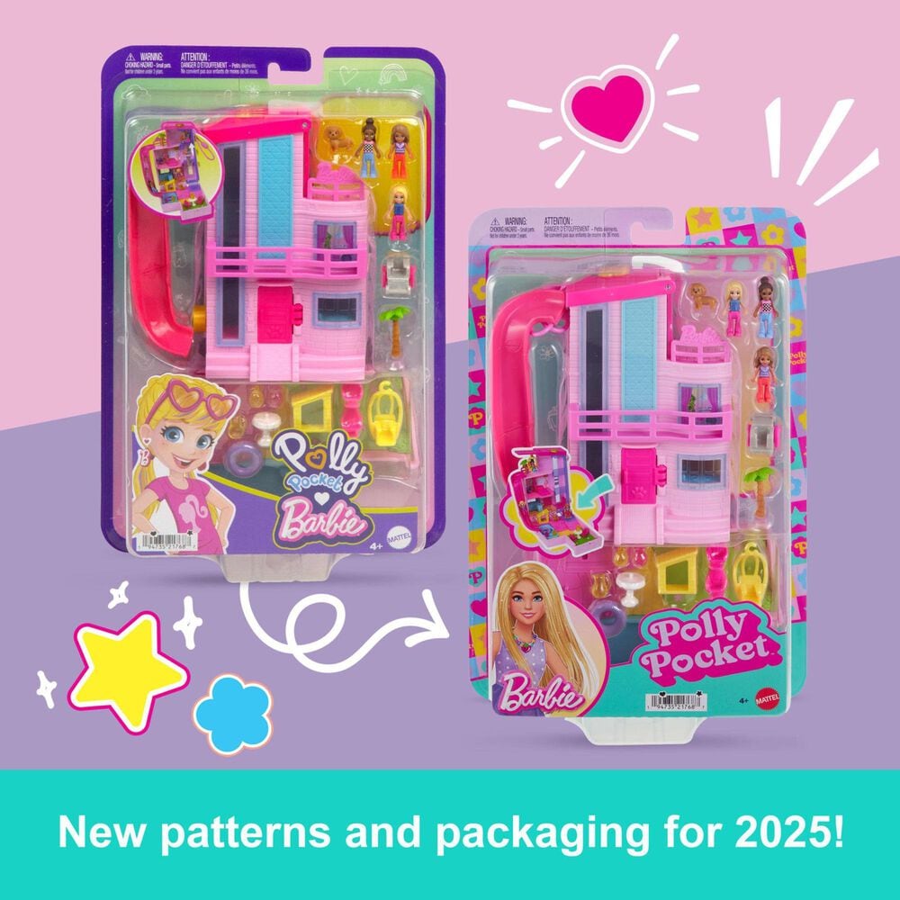 Polly Pocket Barbie Dreamhouse Playset with Three Micro Dolls and Accessories in Pink, , large