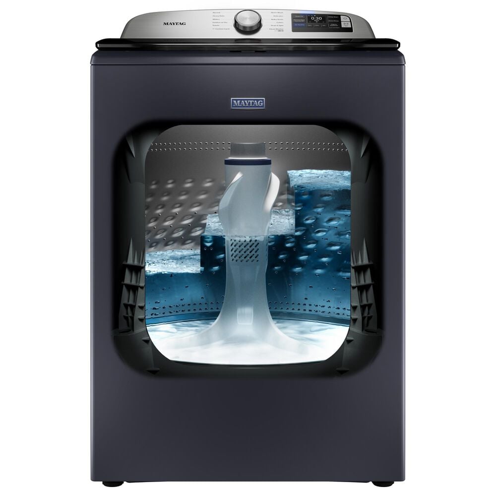 Maytag 5.3 Cu. Ft. Smart Top Load Washer and 7.4 Cu. Ft. Smart Gas Top Load Dryer Laundry Pair in Midnight Steel, , large