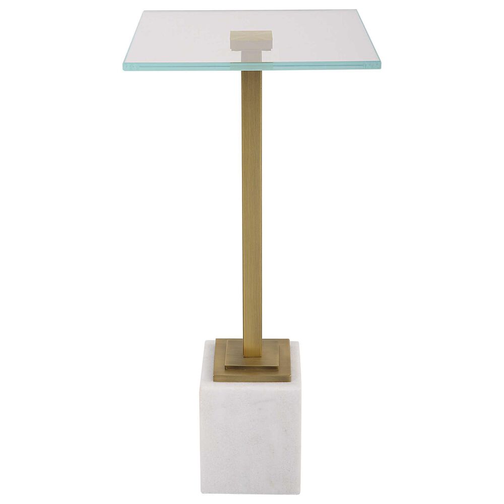Uttermost Martini Table in White and Brass, , large