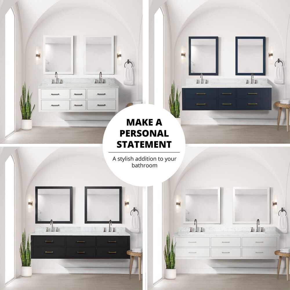 Lexora Home Castor 80&quot; Double Bathroom Vanity in White with 2 cm White Quartz Top and Rectangular Sinks, , large